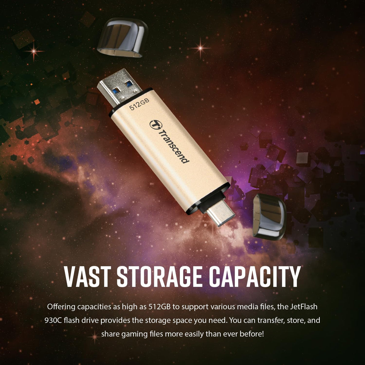 Transcend JF930 256GB Dual USB C Flash Drive for iPhone/iPad/Mac/Windows, Android/Tablet/PC/Gaming Console, Photo Stick Up to 420MB/s, USB 3.2 Thumb Drive, Memory Stick with 2-in-1 Type C &Type A