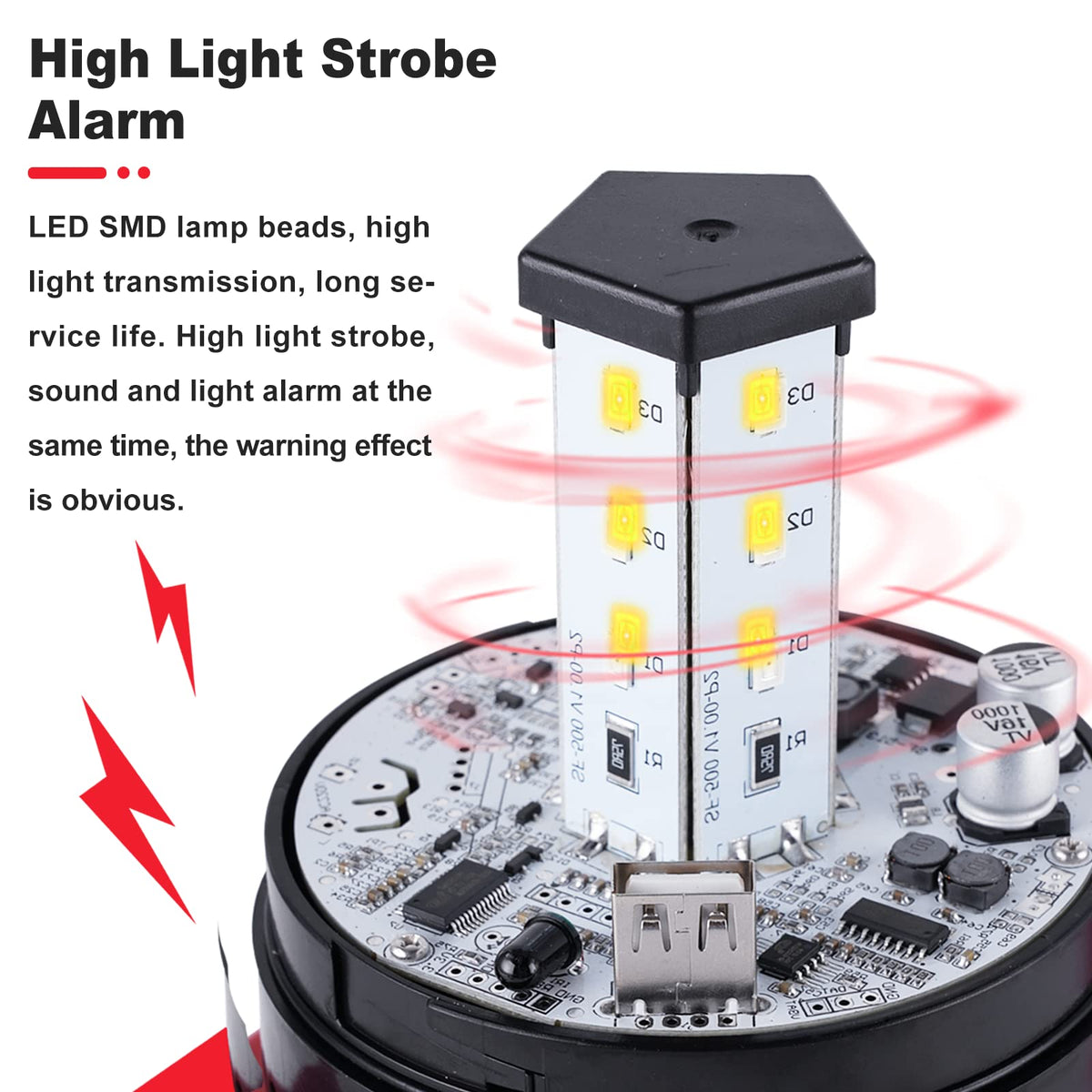 Industrial Strobe Alarm Outdoor Alarm Siren and Strobe SF512 Emergency Warning Light Alarm 120dB with Remotes (AC110V) (AC 110V Without Plug)