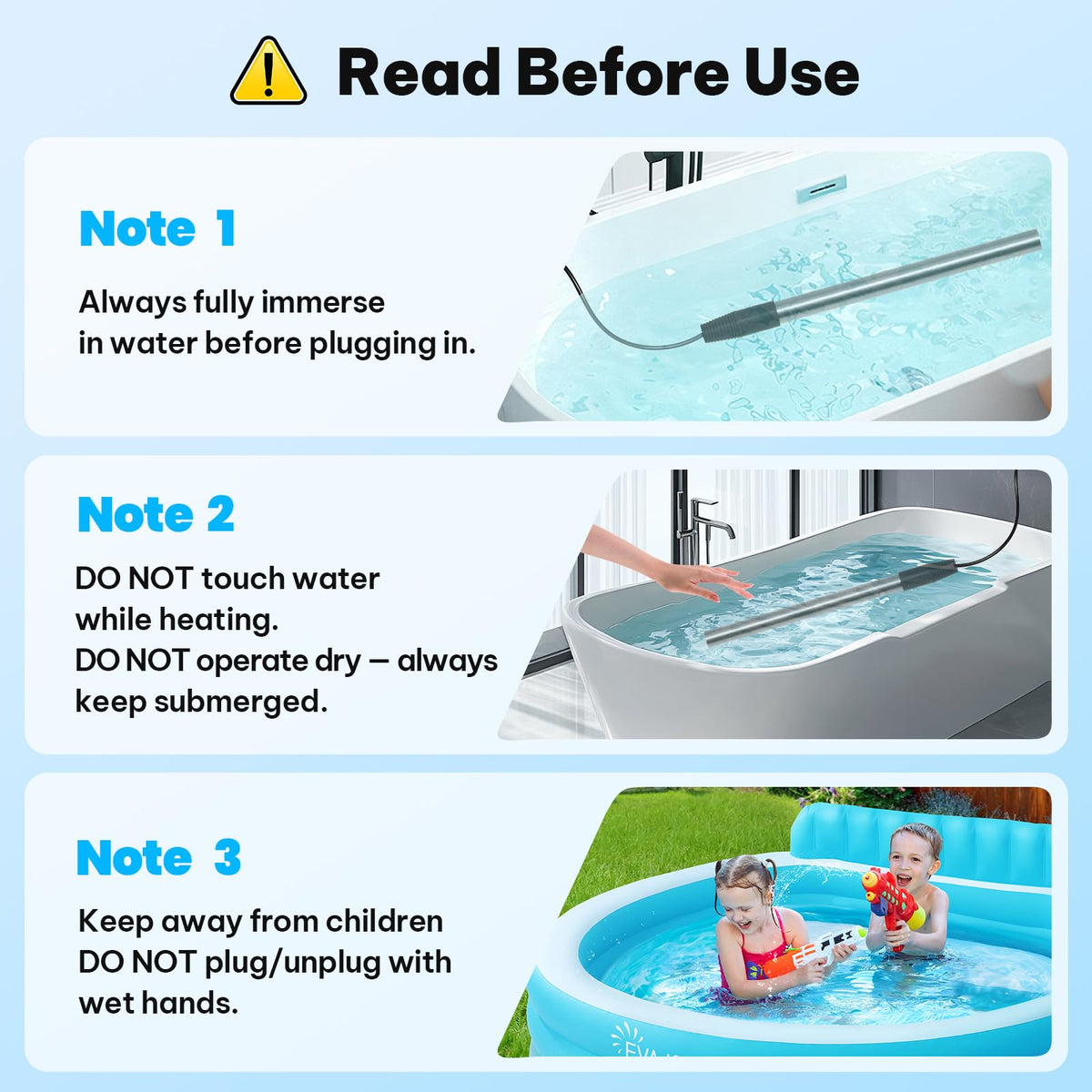 1800w Immersion Heater,Portable Bathtub Heater with GFCI& Thermostat, Digital Temp Control, Fast Heating Stainless Steel Submersible Water Heater for Small Pools,Spa,Bathtubs, Buckets,Tank,Outdoor