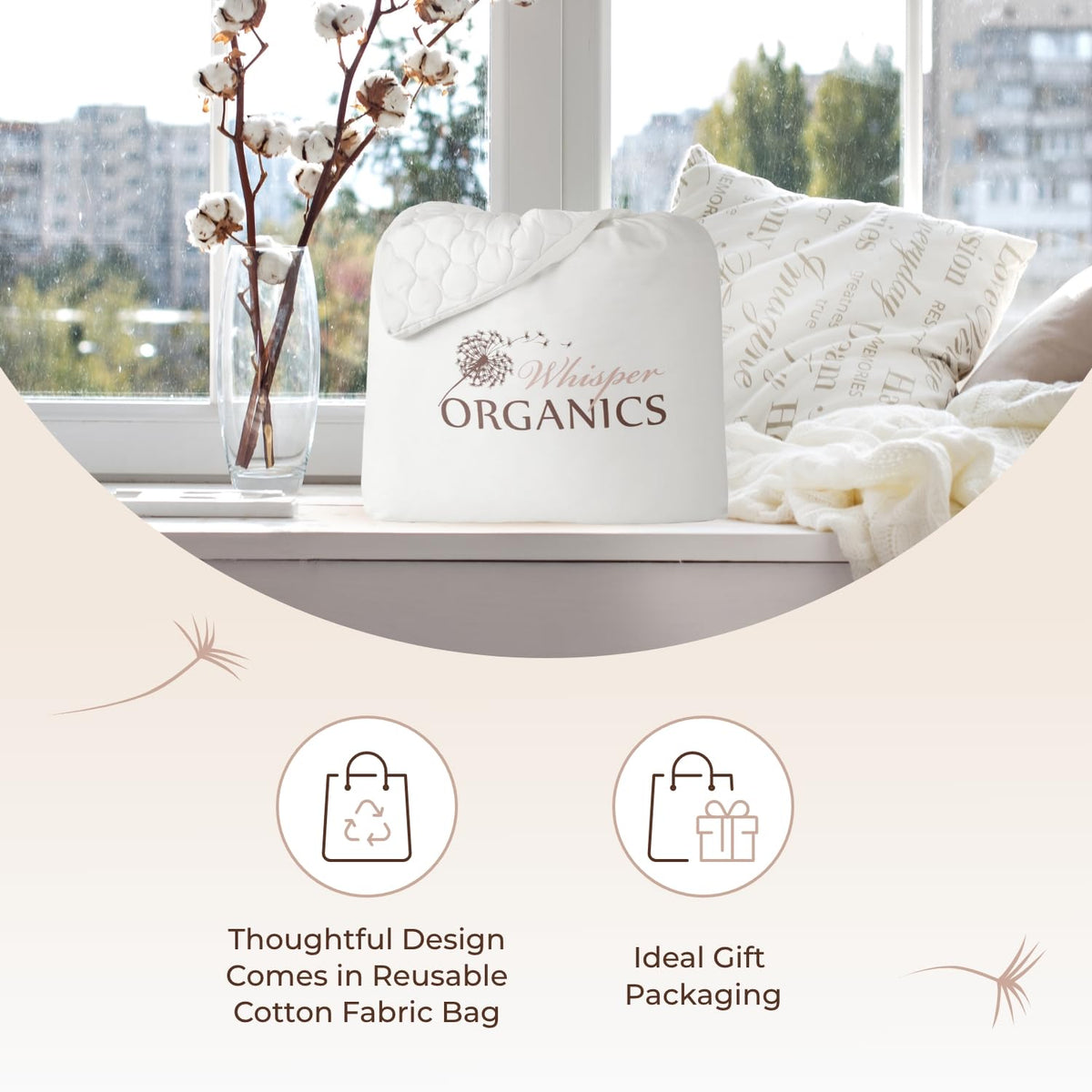 100% Cotton Organic Mattress Pad - Breathable & Cooling Mattress Protector Cal King - Premium 300GSM Quilted and Machine Washable - Fairtrade & GOTS Certified Bed Protector (White, Cal King)