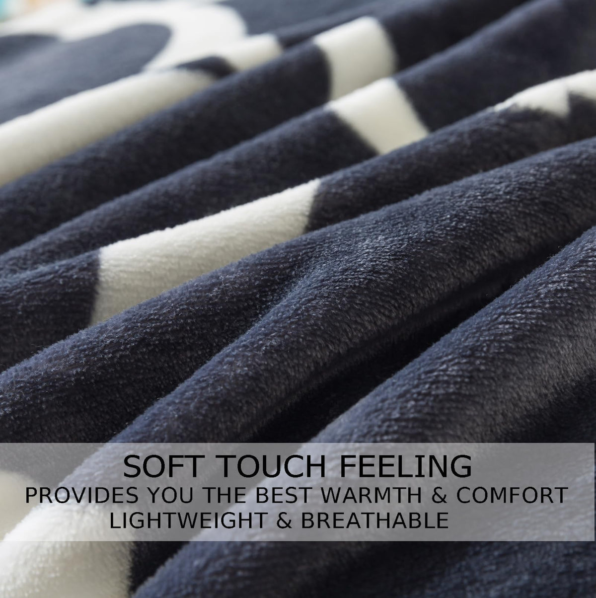 HOZY Gray Pattern King Size Blanket,90x108 Inches Microfiber Soft Cozy Fluffy Warm Hand Made Throw Blankets for King Calking Bed,Couch, Sofa, Chair, Camping, Picnic,Grey and White