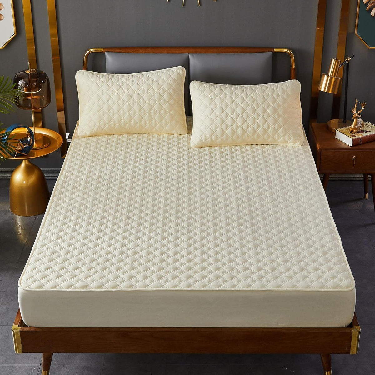 Cotton Quilted Mattress Protector Topper, Deep Pocket, Non-Slip for 18'-24' Mattresses