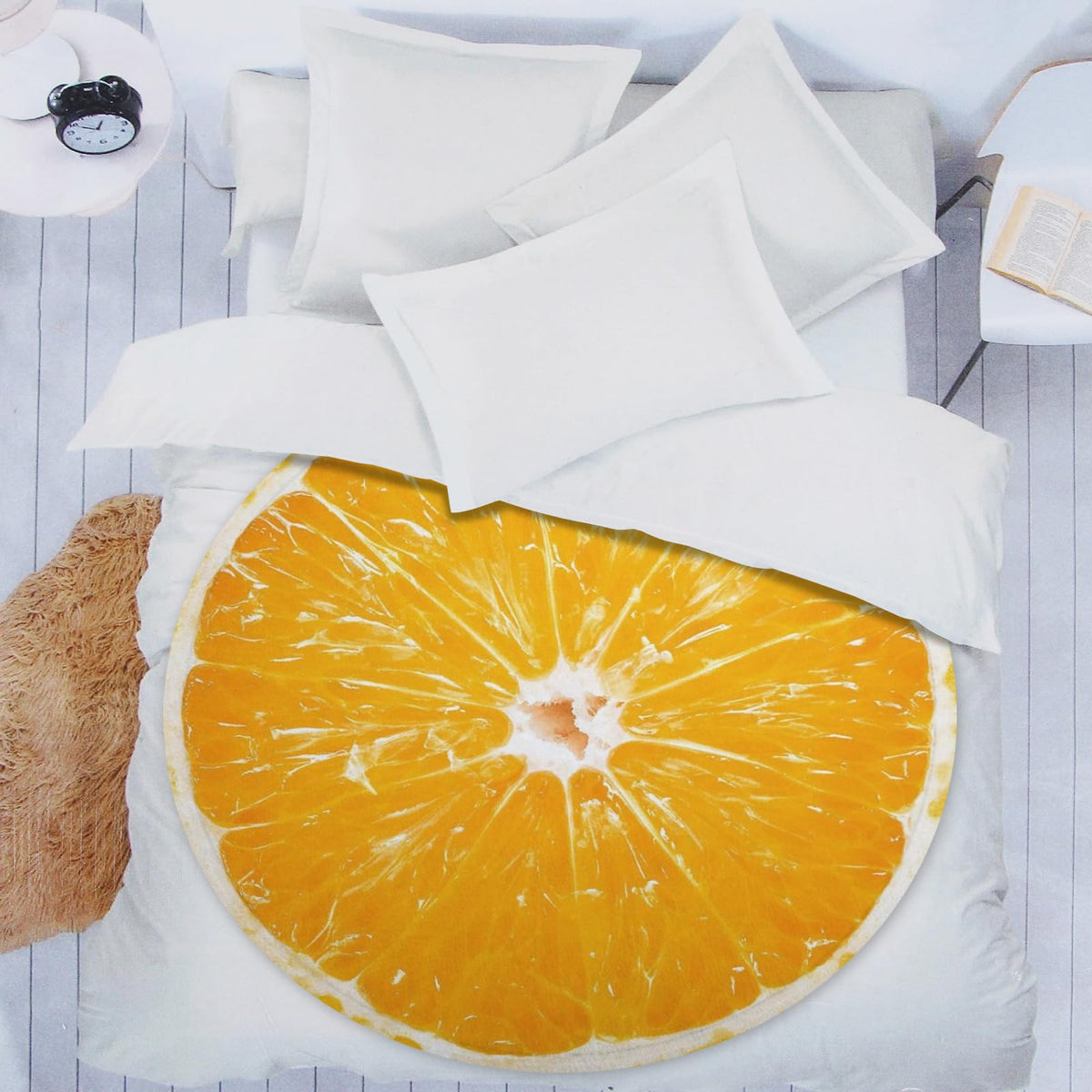 Food Throw Blanket Orange, Realistic Funny Orange Blanket for Adults and Kids, Ronud Novelty Fruits Printed Blanket for Couch,Sofa,Bed, Fun Comfy Cozy Gifts for Boys,Girls 47 Inches