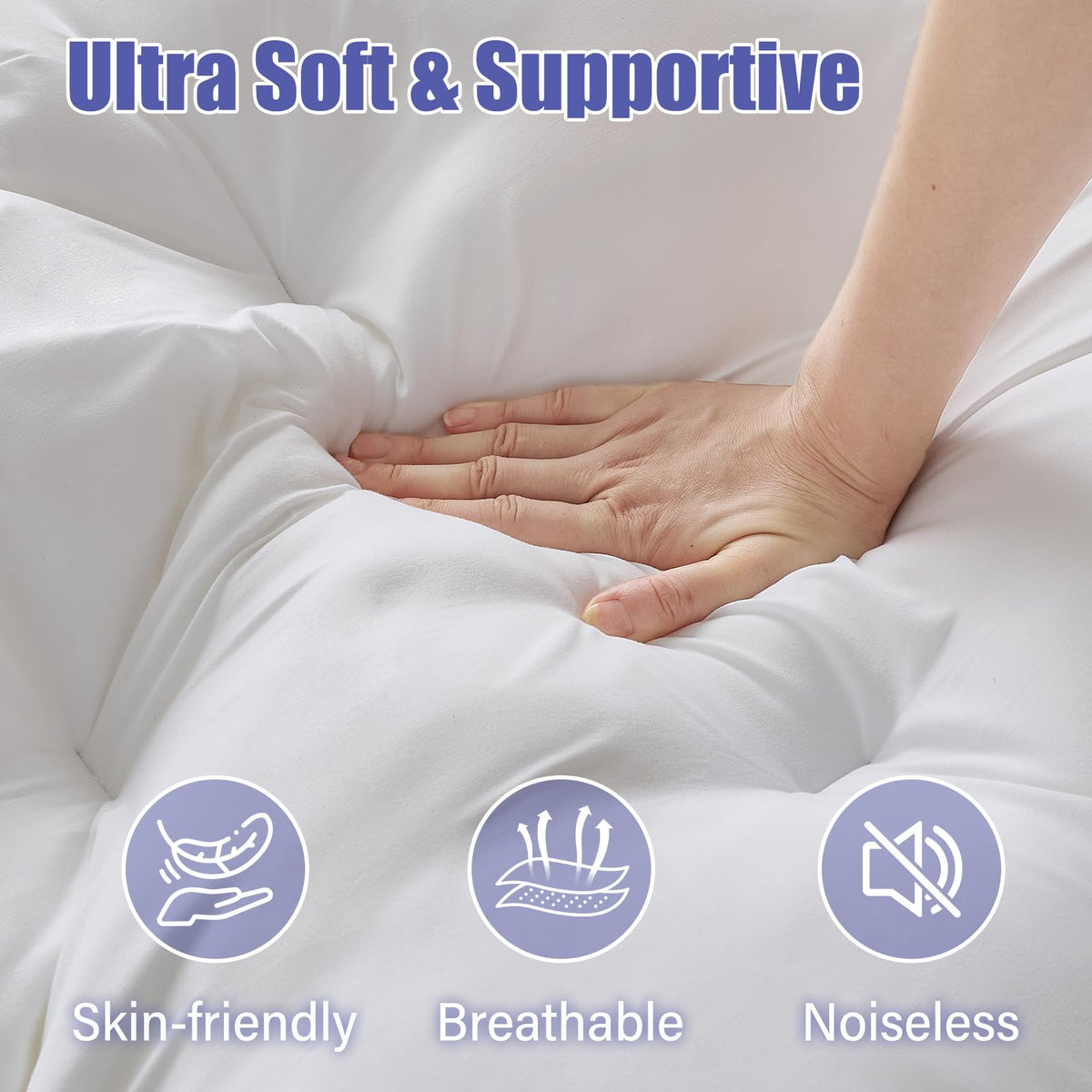WhatsBedding 4 Inch Memory Foam Mattress Topper King for Back Pain, Filled with Fluffy Gel Memory Foam, Soft and Thick Supportive Mattress Topper, 4 Stable Anchor Elastic Straps