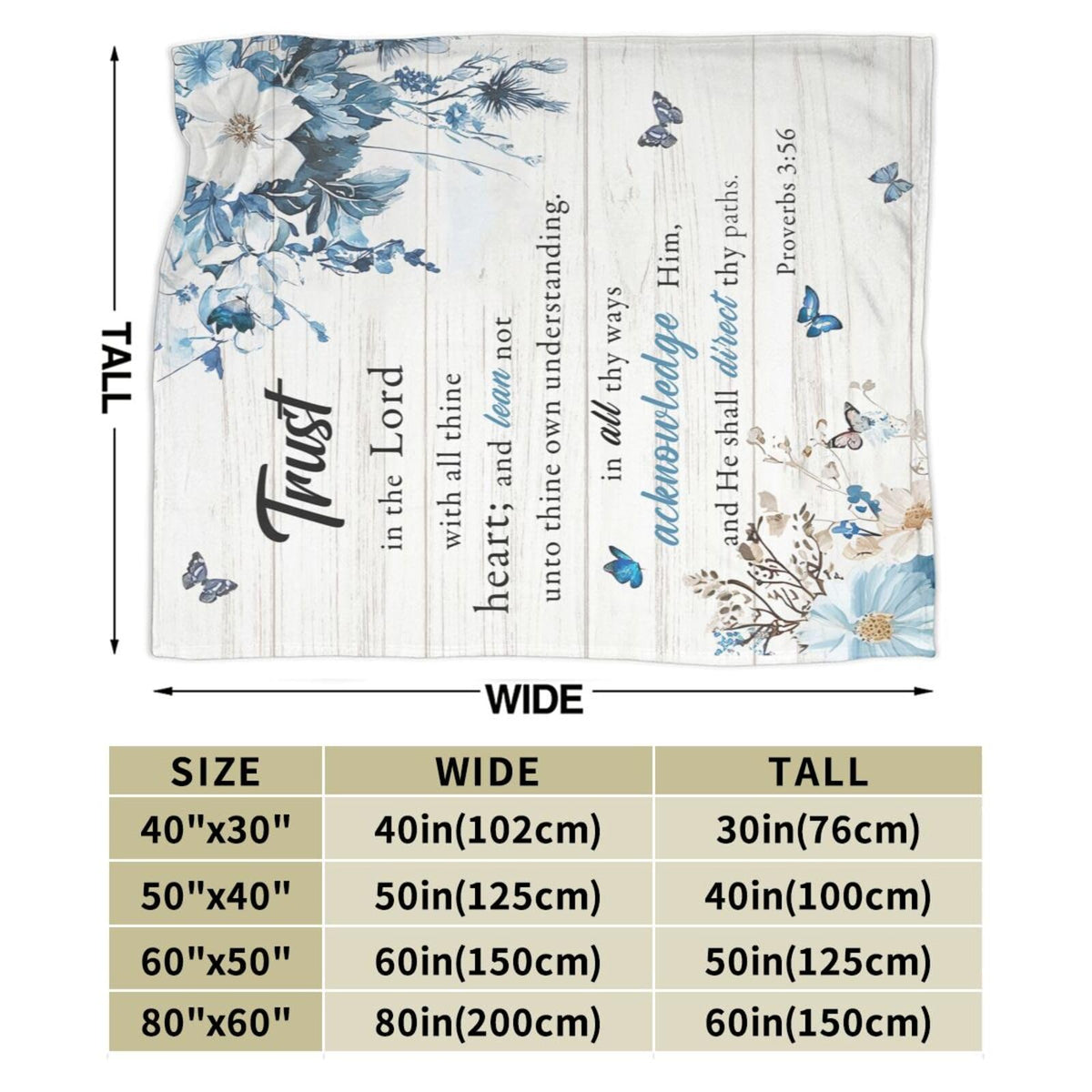 Christian Blanket Soft Warm Bible Verse Scriptures Fleece Throw Blanket Christian Gifts for Women Cozy Plush Fluffy Religious Trust in Lord Lightweight Flannel Gifts Blankets for Kids Adults 50"X40"
