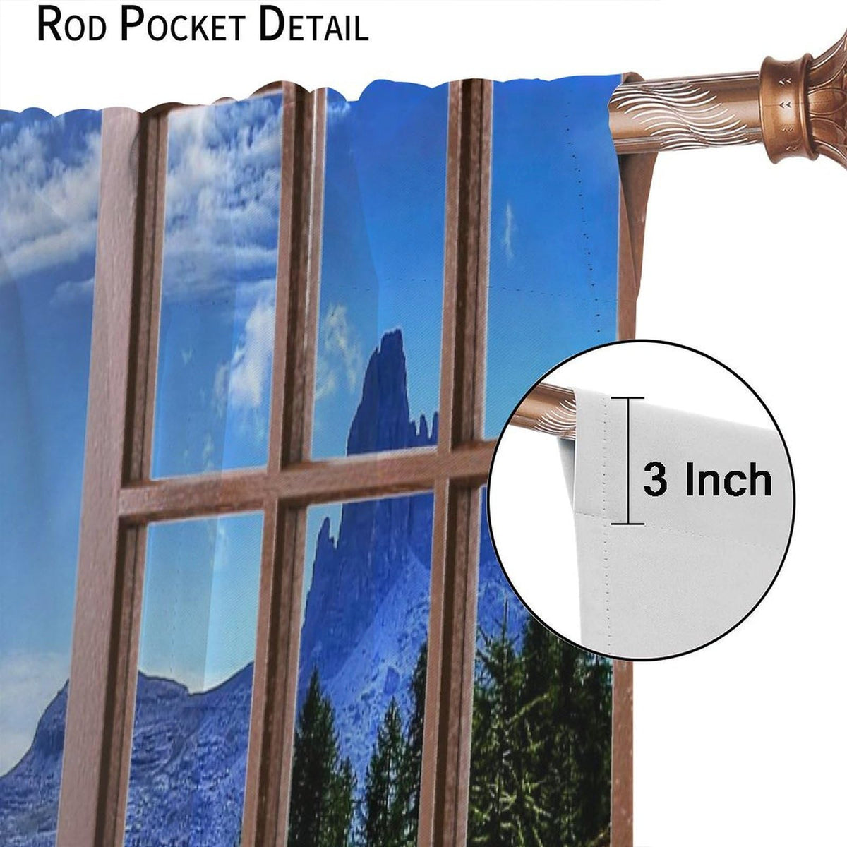 Forest Landscape Curtains,Wooden Window Nature Scenery Mountain Waterfalls Landscape Rustic Farmhouse Style Print Window Drapes For Bedroom Living Room Kitchen Decor,2 Panel Set,52x84 Inch Blackout