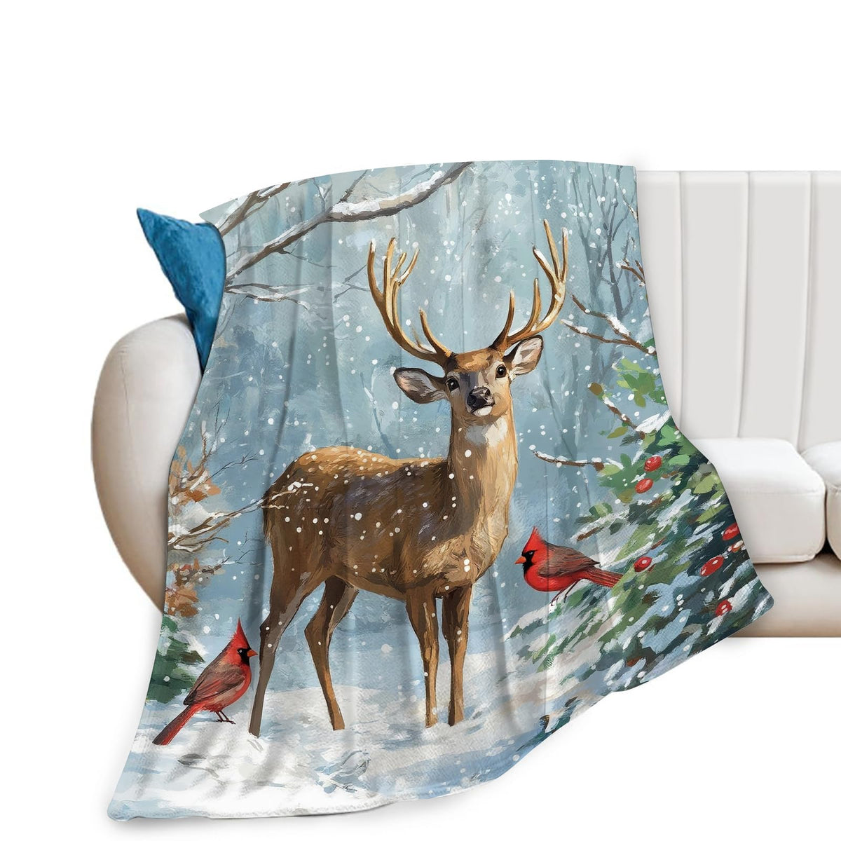 Deer Blanket, Soft Plush Fleece Cabin Animal Throw Blanket - Cozy Warm Stuff Blankets Bedding Deer Gifts for Women Girls Kids Adults 40"X50"