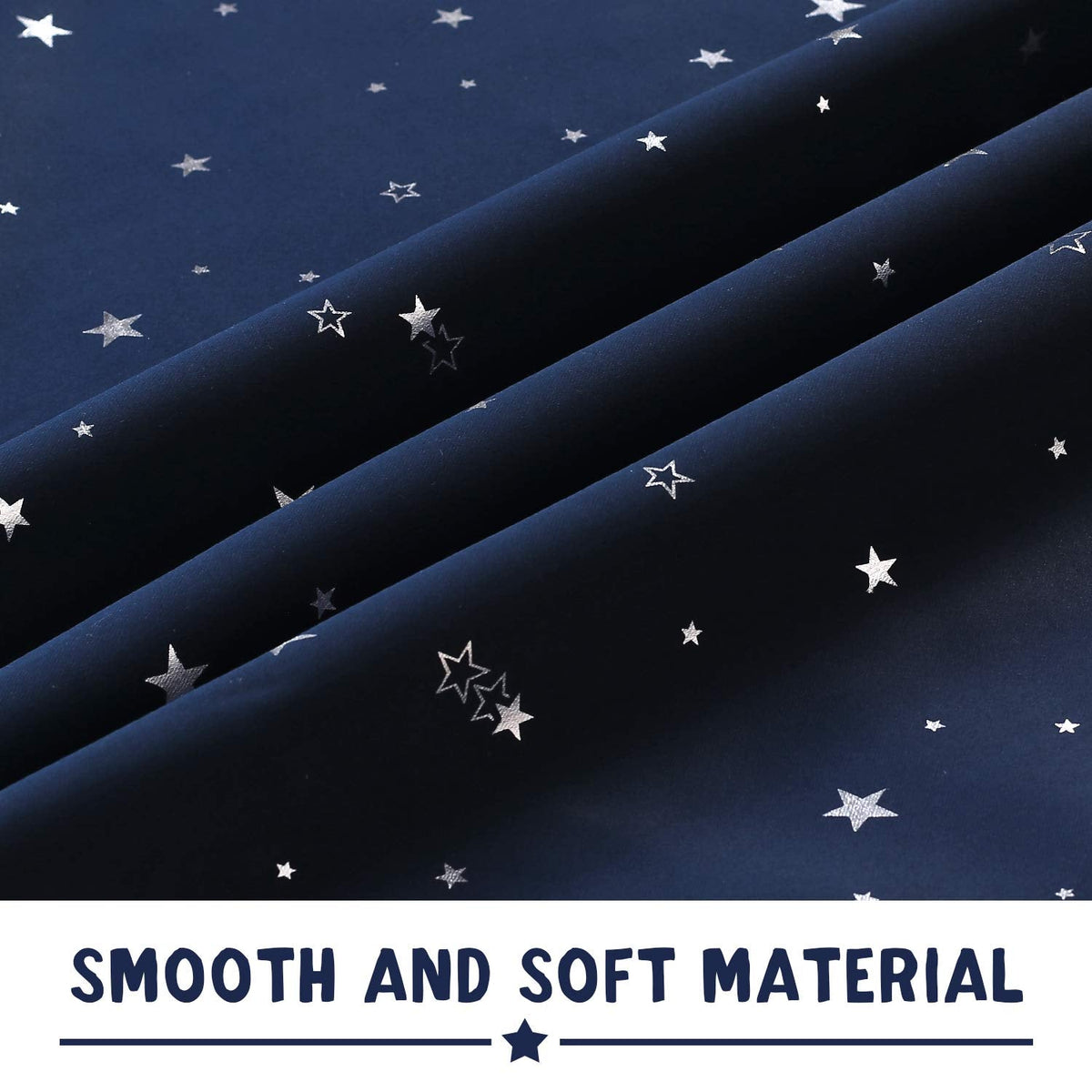 PrinceDeco Blackout Kids Curtains for Bedroom Thermal Insulated Silver Twinkle Star Curtains for Boys Antique Grommet Top Window Treatment 2 Panels Drapes for Nursery (52" W x 84" L, Navy/Silver)
