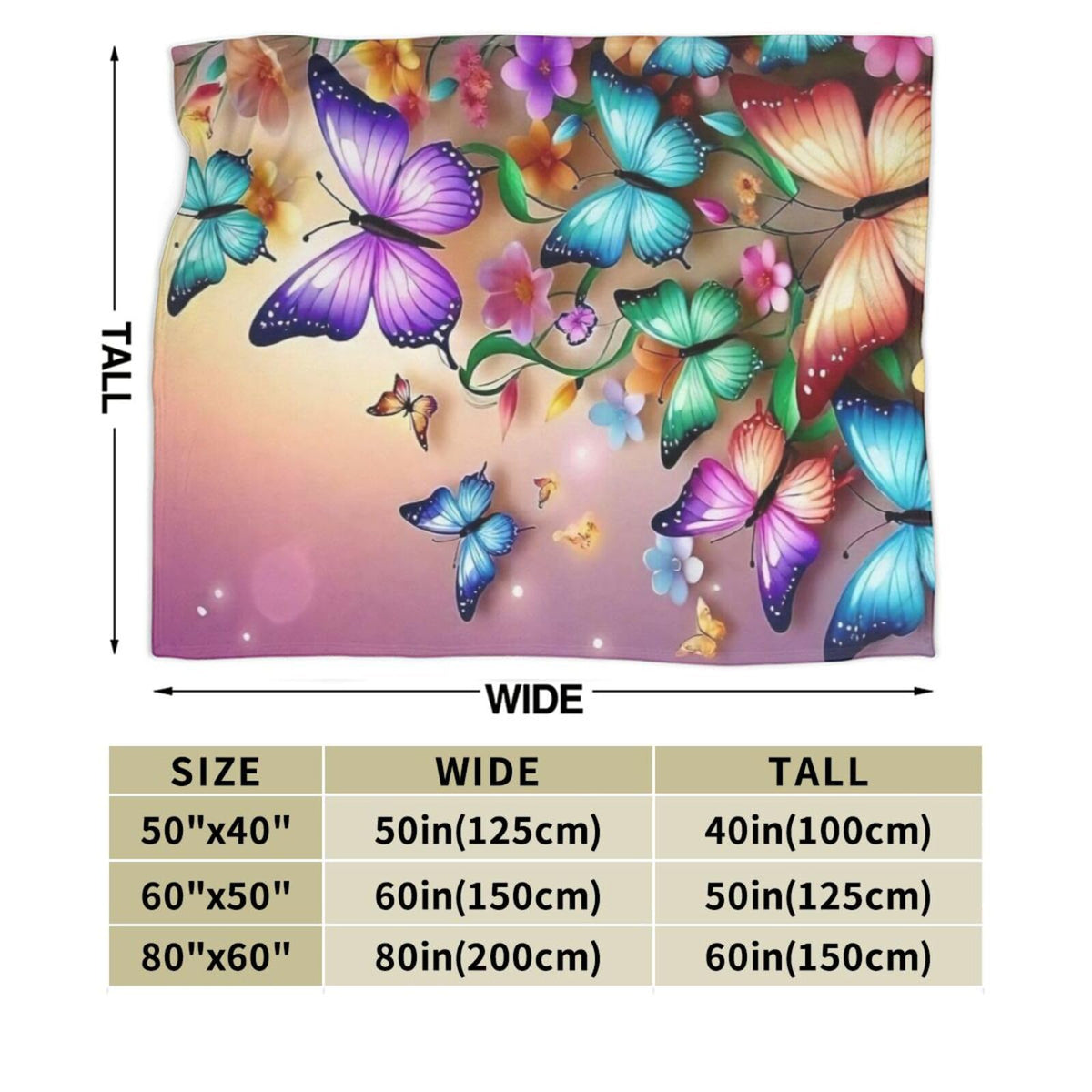 Ultra Soft Cute Butterfly Decor Butterfly Blanket Flannel Throw Blanket Bedding Suitable for Travel Camping Living Room Sofa Bedroom Decoration Gifts (Style-5, 50inx40in)