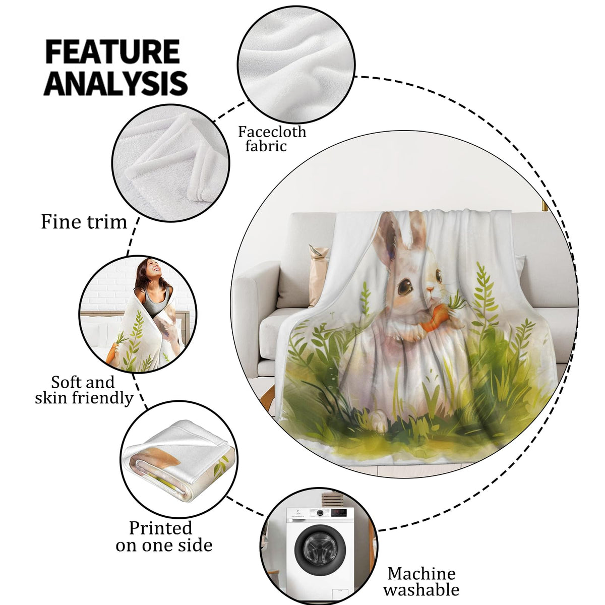 Mniedc Black Cat Bathtub Blanket, Elegant Floral Flannel Throw Blankets, 50"x60", Soft Warm Lightweight Fuzzy Cozy Throws for Couch Bed Sofa Reading Decorative Gifts for Pet Lover Women Girls