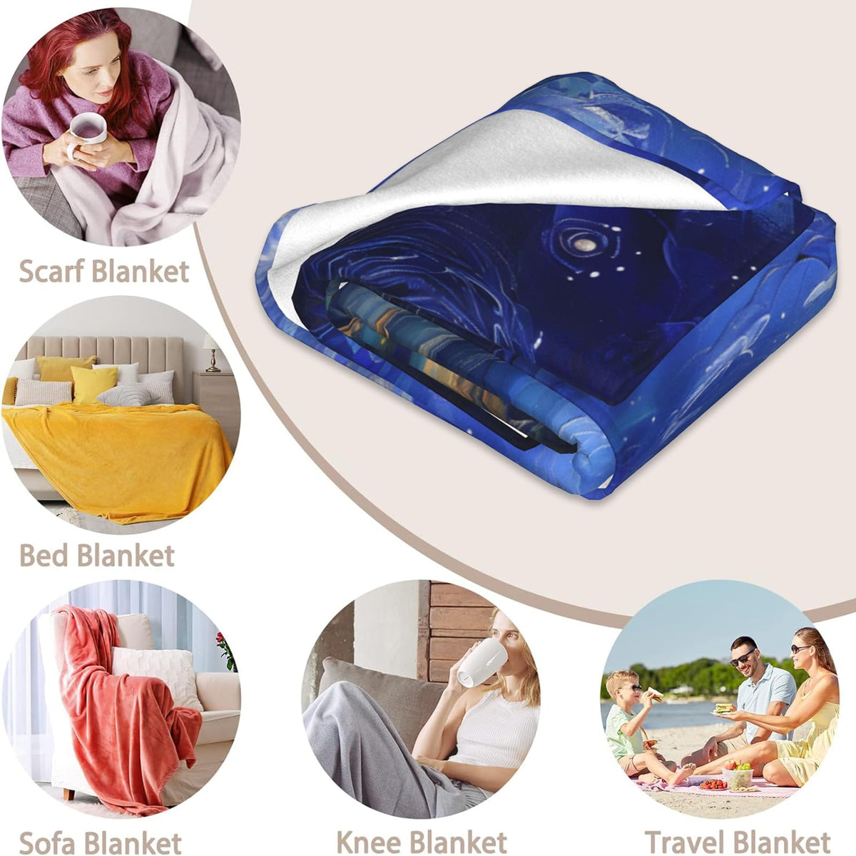 Nautical Crab Throw Blanket for Boys Girls Kids Adults Women, Fuzzy Warm Soft Cozy Flannel Blankets Gifts for Bedroom, Couch, Travel, Home Decor 50x60 in