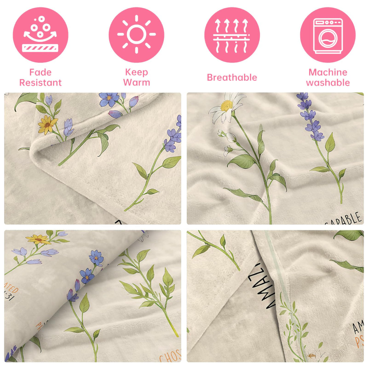 Christian/Inspirational/Religious/Spiritual/Birthday Gifts for Women/Adults, First Holy Communion Gifts for Girls, Soft Throw Blankets for Women 40"x 60"