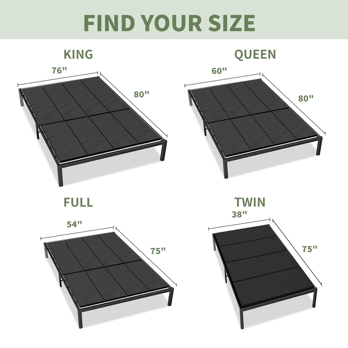Voyla Upgraded S-Curved Rib Bunkie Board King Size 76"x 80" 10mm Heavy Duty Under Mattress Bed Support Slats - Breathable, Noise Minimizing, Moisture Resistant Bunkieboards
