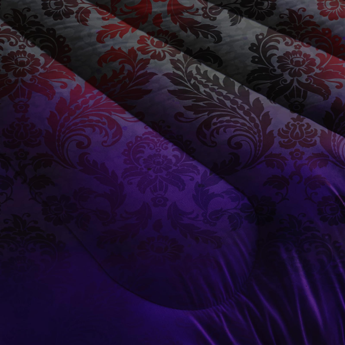 lneffble Black Purple Paisley Floral Victorian Gothic Comforter Set Full，Gothic Bedding Set Full Purple，with 1 Comforter with 2 Pillow Case，Halloween Room Decor for Bedroom