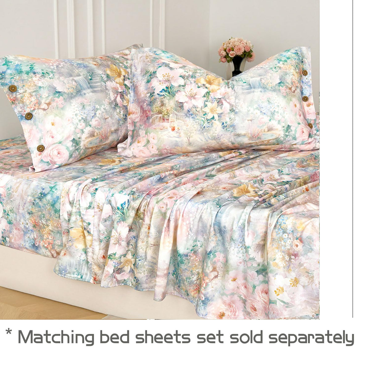 Zusbest Floral Duvet Cover King 100% Cotton, Double Brushed for Extra Soft, Luxury Pink Rose French Country Bedding Shabby-Chic Lily Comforter Cover with Zipper, Soft Breathable, 3Pc-Not Comforter