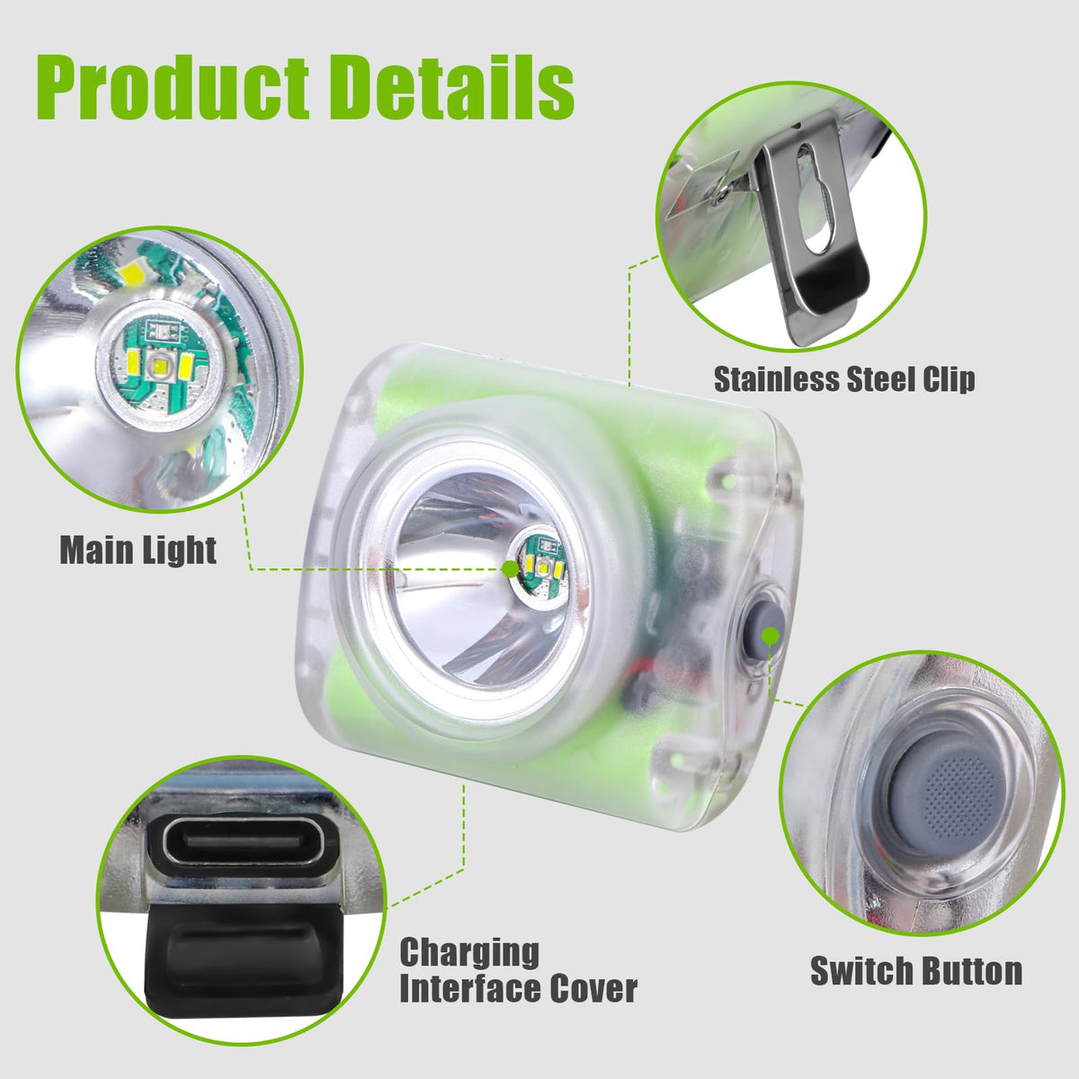 WEILAI Mode Lamp-40A Rechargeable Hard Hat Miner Light, IP68 Waterproof LED Mining Headlamp, High Brightness Cap Lamp for Underground Mining, Riding, Construction & Outdoor Activities