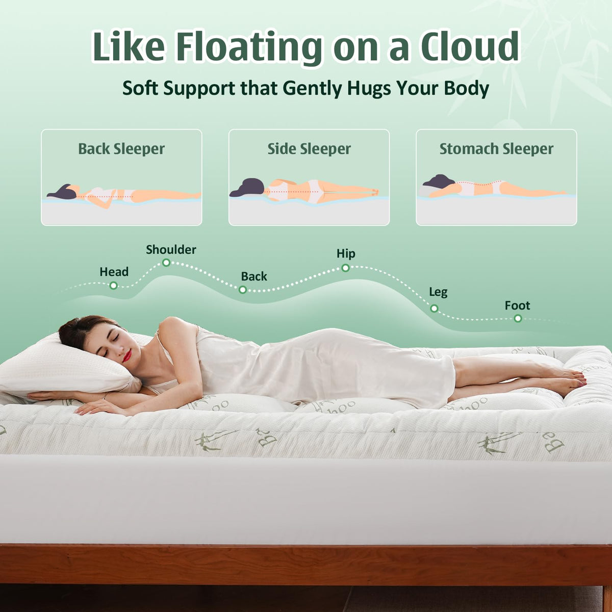 DOWNCOOL 3 Inch King Mattress Topper – Cooling Memory Foam Mattress Topper for Back Pain Relief, Breathable Bamboo Viscose Air Layer, 1600 GSM Fill, Deep Pocket Fits 8–21 Inch