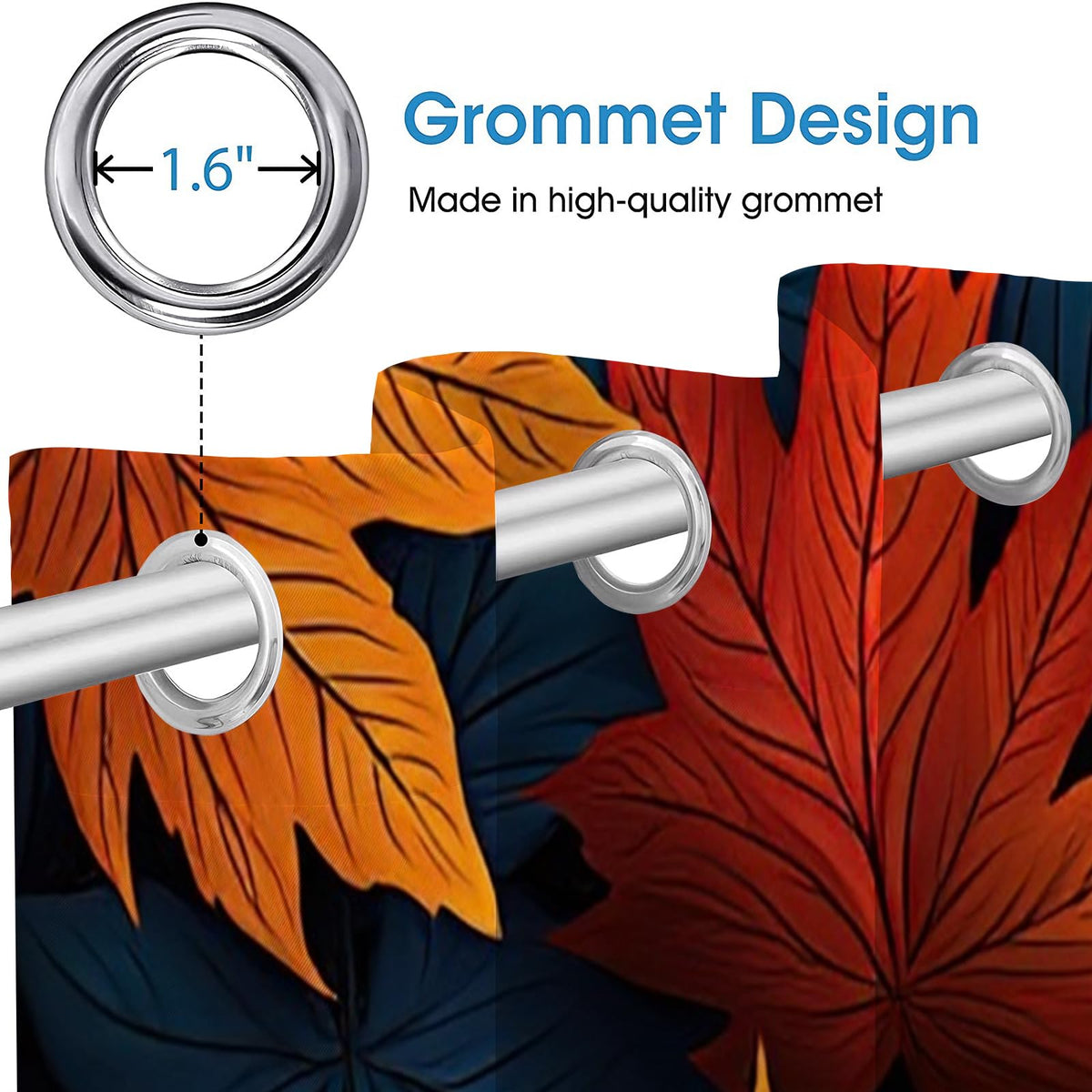 Brown Maple Leaves Blackout Curtains 2 Panels, Simple Plant Texture 3D Printed Drapes with Grommet Darkening Thermal Insulated Window Draperies for Living Room Bedroom(104" W x 63 "L)