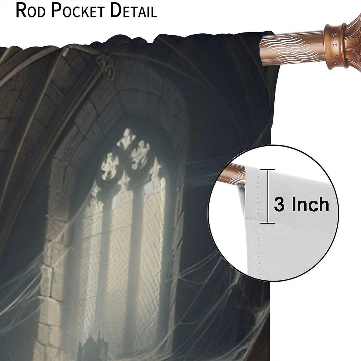 Nsbul Gothic Library Curtains, Mysterious Halloween Spooky Bookshelf Webs Dark Decor Window Treatment for Bedroom Living Room Festive Holiday, 42" W X 45" L(No Blackout)