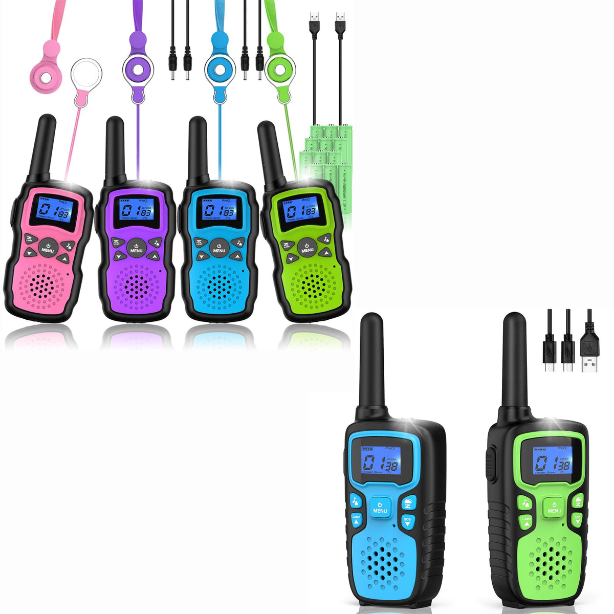 Wishouse Walkie Talkies for Kids Adults Long Range Rechargeable,Xmas Birthday Gift for 3 4 5 6 7 8 9 10 Year Old Boys Girls,Hiking Camping Gear Cool Toys 6 Pack