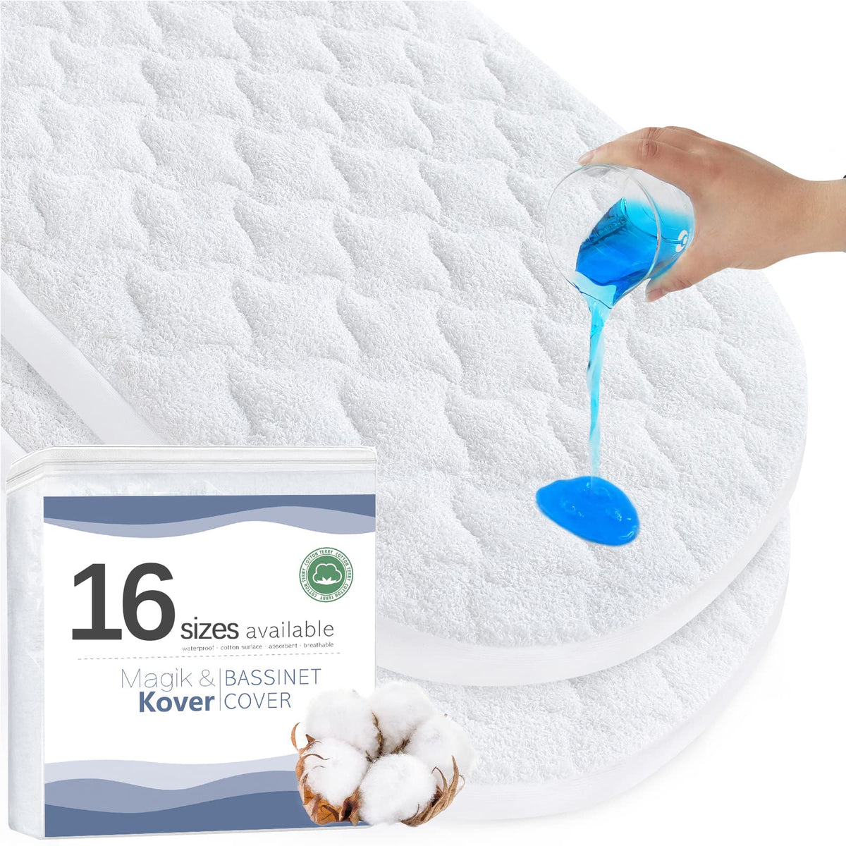 Baby Bassinet Mattress Pad Covers, Fit for UPPAbaby Bassinet, 13" x 30" Bassinet Mattress Protector 2 Pack, Waterproof & Quilted Covers
