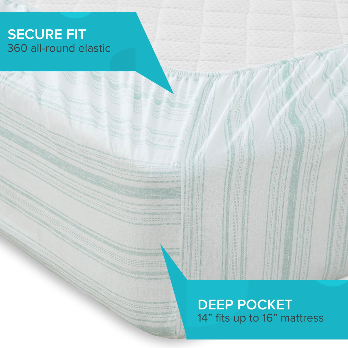 Comfort Spaces 100% Cotton Sheet Set Breathable, Lightweight, Soft with 14" Elastic Pocket Fits up to 16" Mattress, All Season Cozy Bedding, Matching Pillow Case, Full Good Vibes 4 Piece