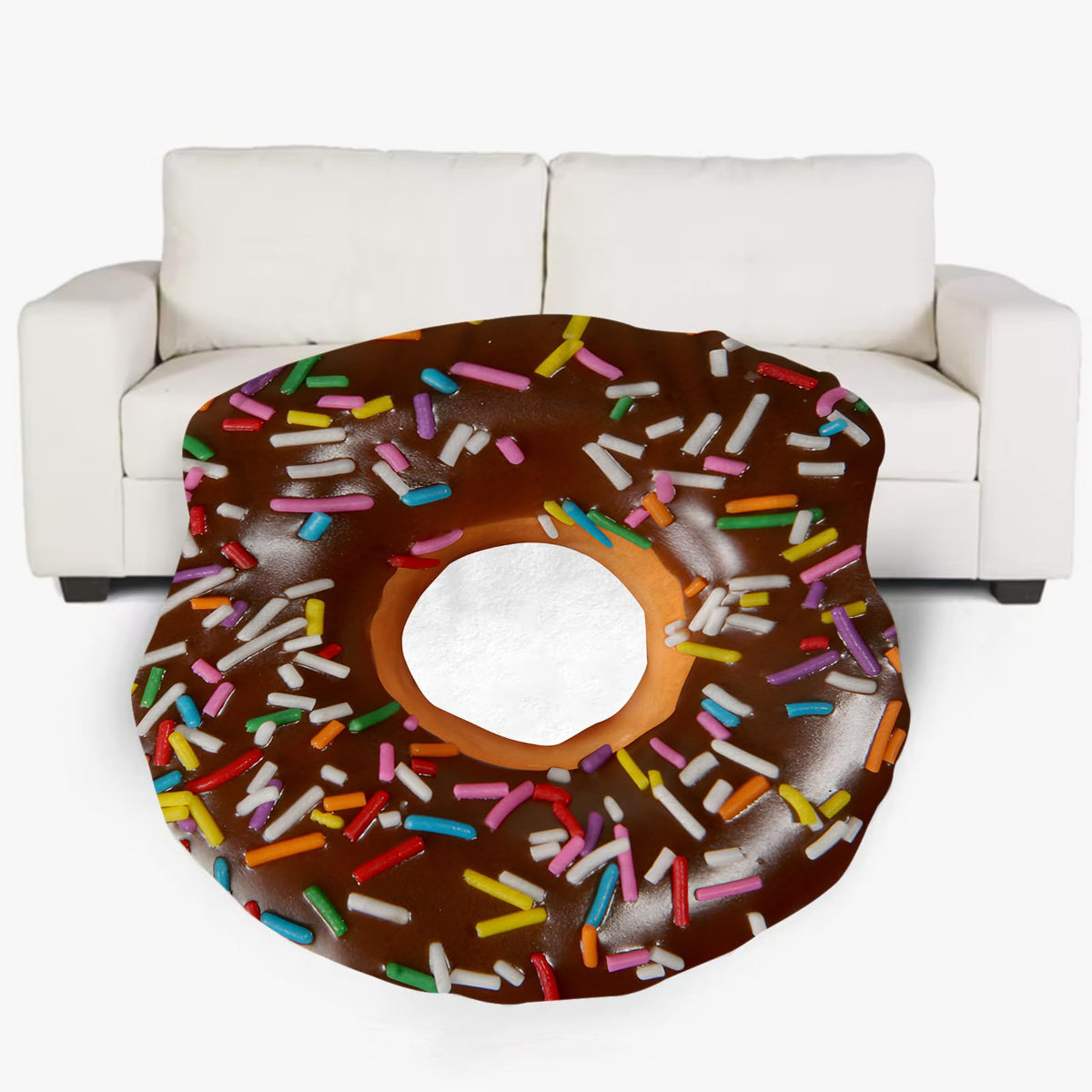 Chocolate Doughnut Donut Blanket for Kids Adults Round Cozy Flannel Funny Gifts Realistic Food Throw Blankets Novelty Soft for Men Women for Bed Couch 48 Inches