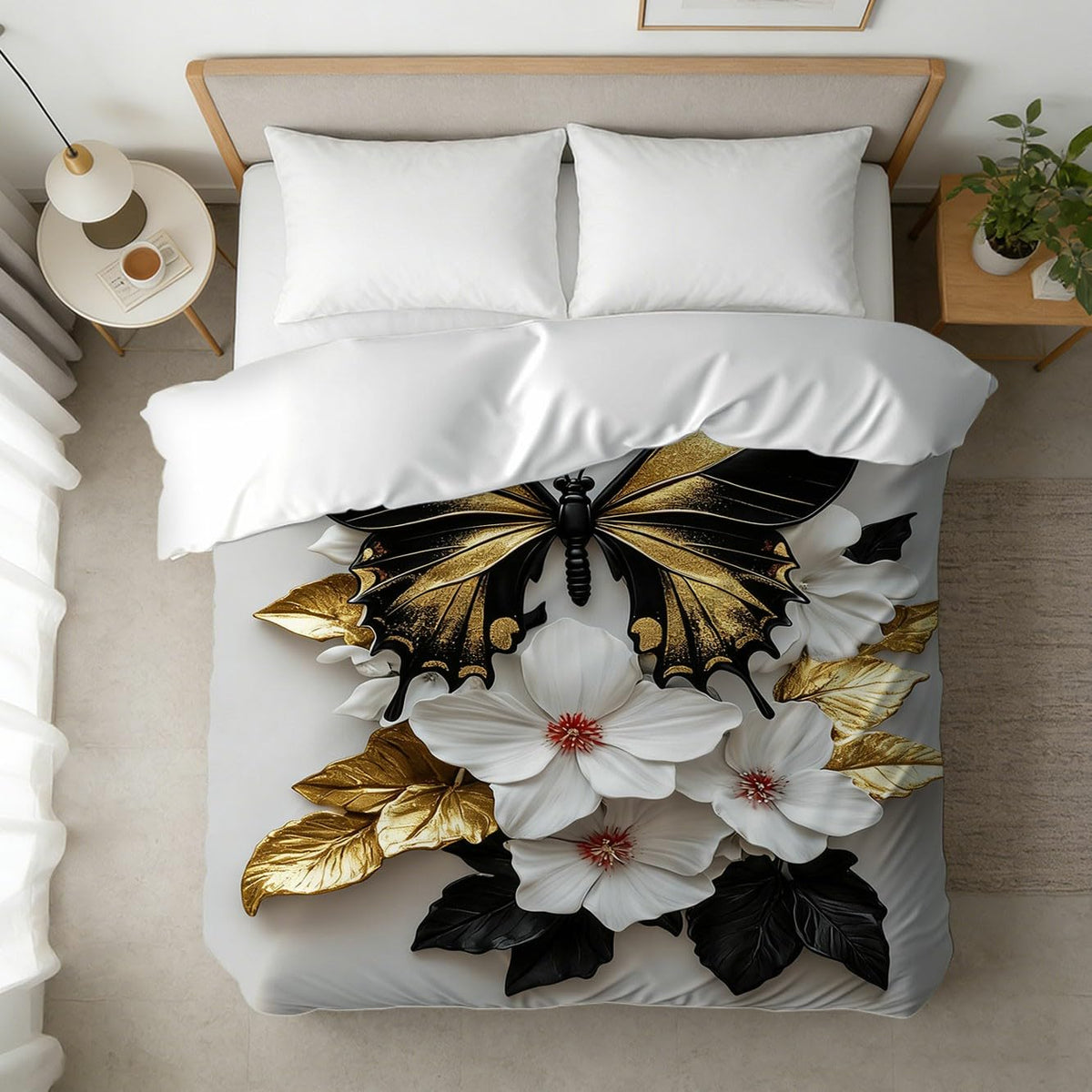 GXYAOYZG Butterfly Throw Blanket Soft Cozy Warm Flannel Throws Black Gold White Floral Decor Lightweight Blankets for Couch Bed Sofa Gifts for Women All Seasons (49" x 59")