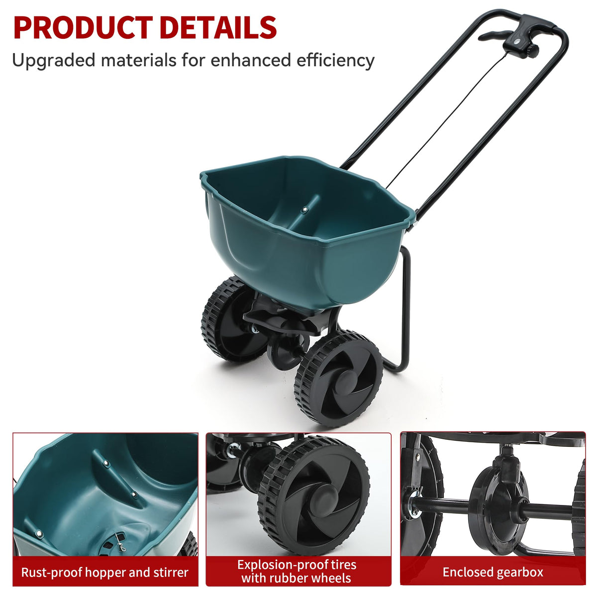 YITAMOTOR 60 lb Walk Behind Lawn and Garden Spreader for Seeds Fertilizer, Push Broadcast Spreader for Garden Grass with Easy to Use Flow Control