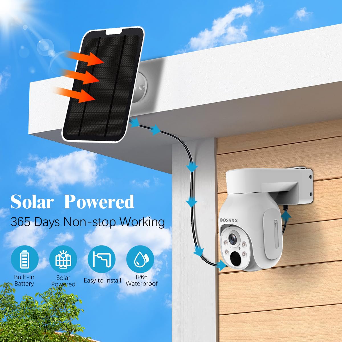 (2026 New) Wireless Solar Security Camera System, 4MP PTZ Outdoor Cameras with 10CH NVR, 2W Solar Powered, 64GB Local Storage, 2-Way Audio, Motion Detection, 2.4G & 5G WiFi, No Subscription, 4-Cam Kit