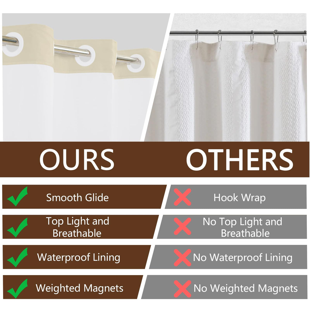 NAEMBCU Abstract No Hook Shower Curtain with Liner 71 x 74 Inch