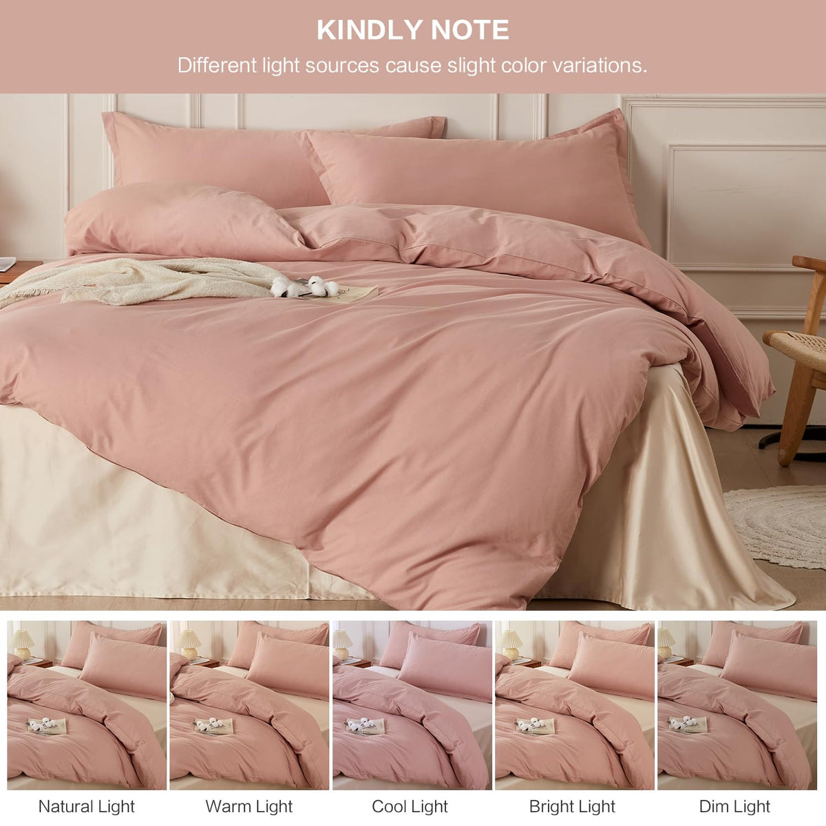 SAPHREAS 100% Washed Cotton Duvet Cover Full Size Set, Linen Like Comforter Cover with Zipper Closure & Corner Ties (No Comforter), 80x90 Dusty Rose