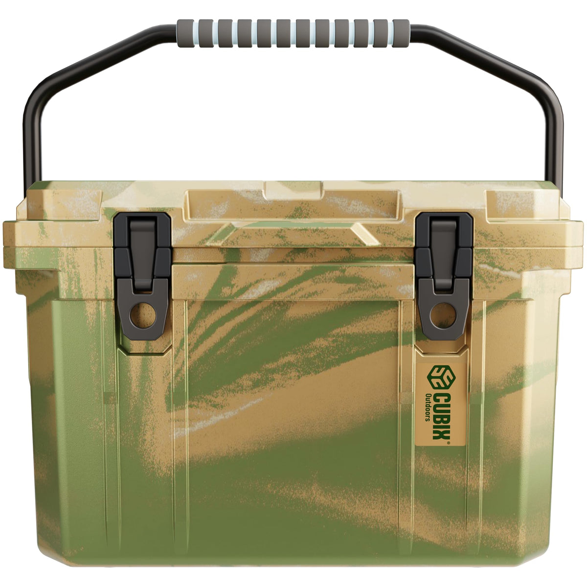 Cubix Outdoors, QuadraX 20QT Rotomolded Personal Small Cooler, Insulated Portable Hard Cooler Camping Ice Chest, Holds Ice for 72 Hours for Outdoor Activities, 2 Built-in Cup Holders, Hunter Camo