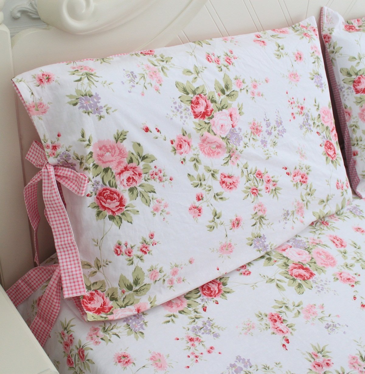 FADFAY Cotton Rose Floral Print Bed Sheets 4-Piece King Size