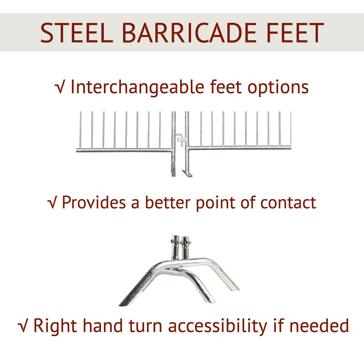 Trafford Industrial Angry Bull Barricades Metal Interlocking Steel Barricade (6.5 Ft. Economy, Light Weight & Pre-Galvanized, Bridge Feet, Zinc Coated Steel, Set of 20)