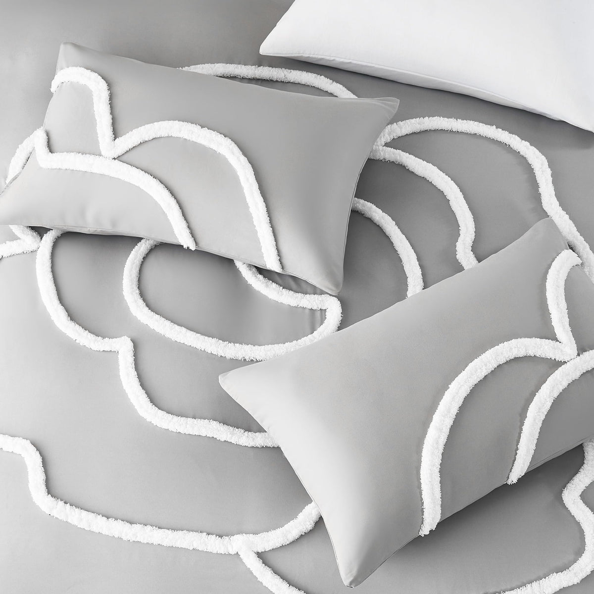 Ubo&Heng'er Duvet Cover Queen Size, 3 Pieces Duvet Covers Set, Boho Tufted Comforter Sets with Zipper Closure, Soft Breathable Floral Bedding Set for All Seasons(Grey, Queen, 90"x90")