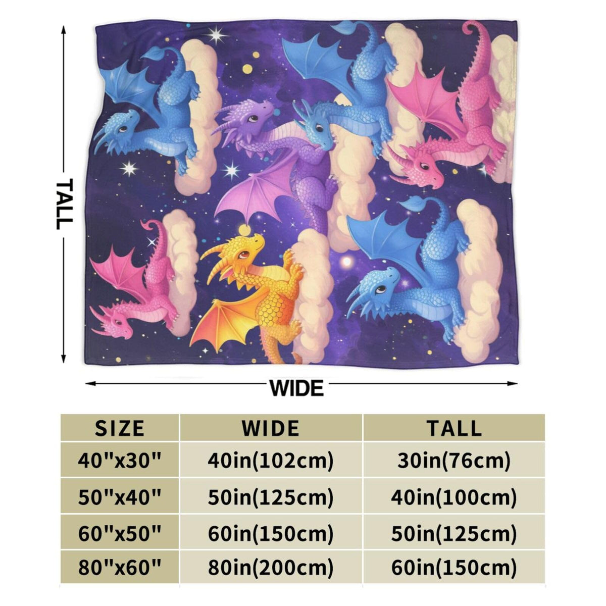 Dragon Throw Blanket - Soft Plush Fleece Bedding Blankets- Cozy Funny Dragon Stuff Gifts for Girls Boys Kids Women 40"X50"