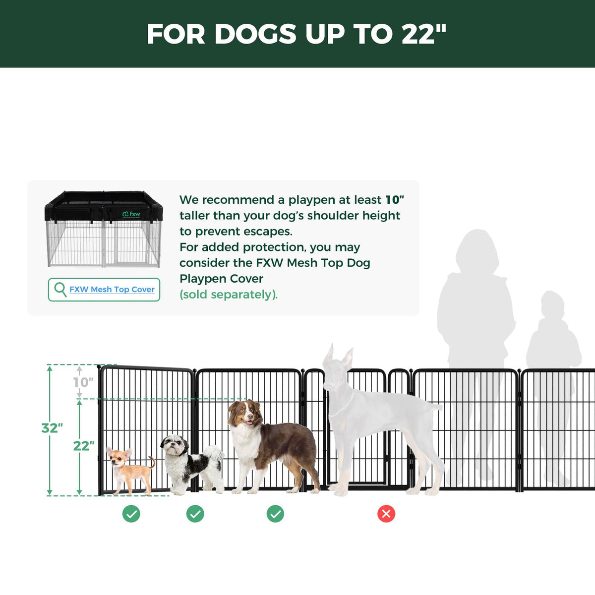 FXW Homeplus Unleashed Indoor Dog Playpen - Stress-Free and Safe Play, Heavy Duty 32 Inch 6 Panels Dog Pen for Small and Medium Dogs, Black│Patented