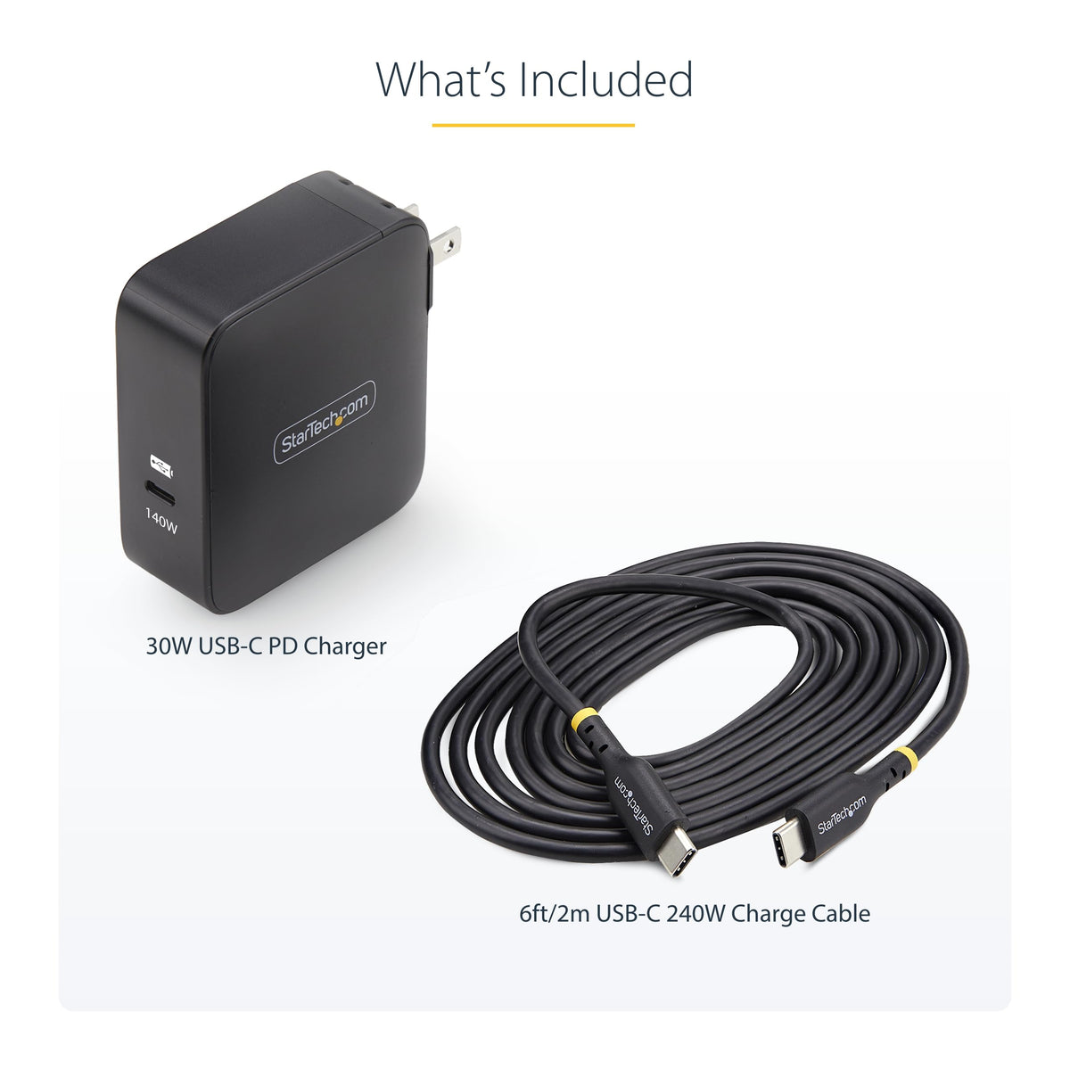 StarTech.com 140W USB-C Wall Charger, USB-IF Certified, Single USB-C, PD 3.1 Portable GaN Charging, Power Adapter for MacBook M3 Pro/Max, Dell XPS/Inspiron/Precision