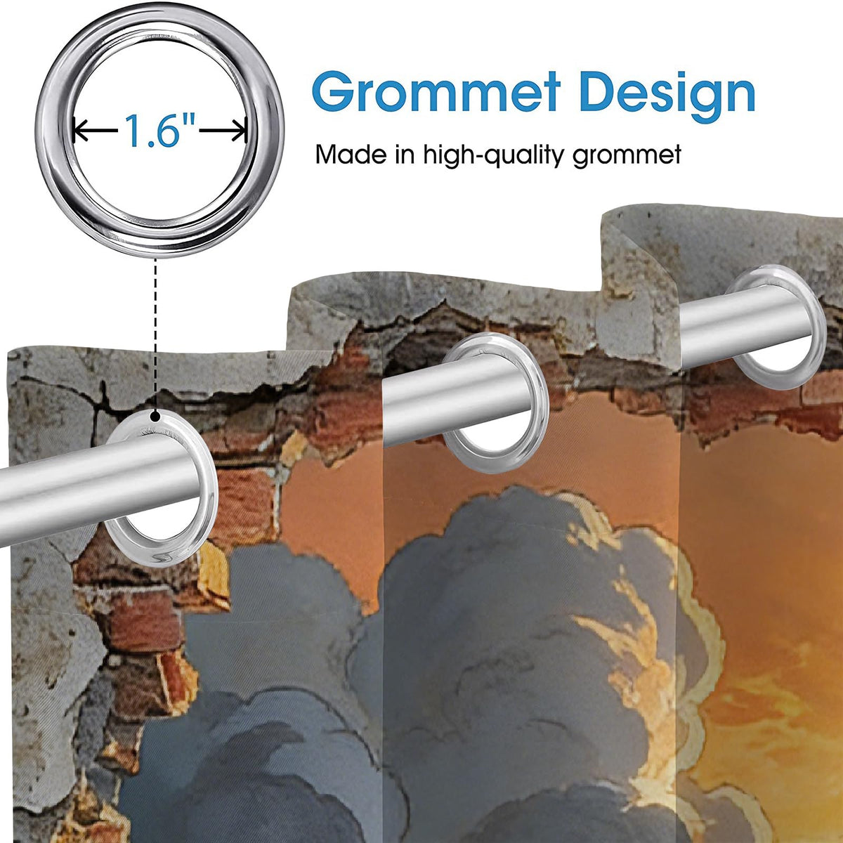 Ocean Sailing Ship Blackout Curtains, Sunset Sky Clouds 3D Printed Top Grommet Drapes 2 Panels, Thermal Insulated Energy Saving Drapes for Bedroom Living Room(104" W x 72 "L)