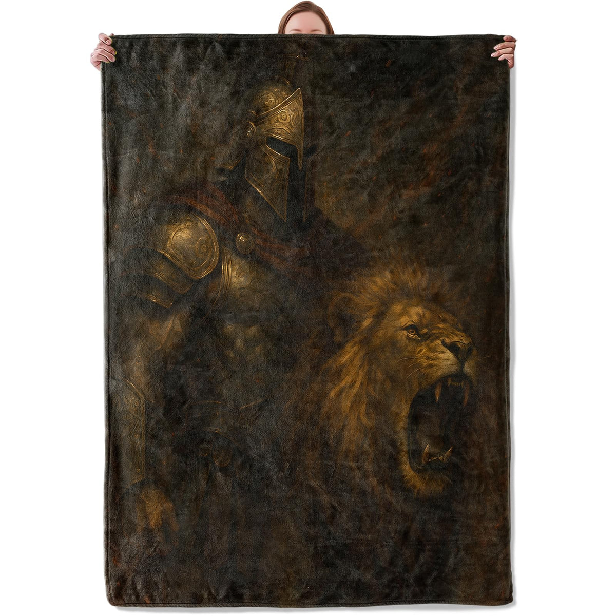 Medieval Knight and Lion Blanket Gifts for Women Girls Kids, Soft Warm Lightweight Flannel Animal Throw Blankets for Bedroom Living Room Home Sofa Home Decor 50" x 60"