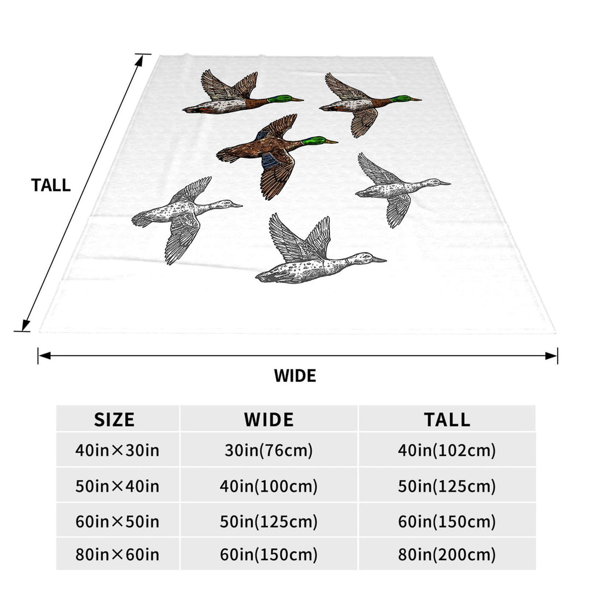 Throw Blanket 50x60 Inch,Duck Mallard Wild Bird Cozy Soft Lightweight Fuzzy Flannel Blanket 60x50 Inch Suitable for Couch Bed Sofa Living Room in All Seasons