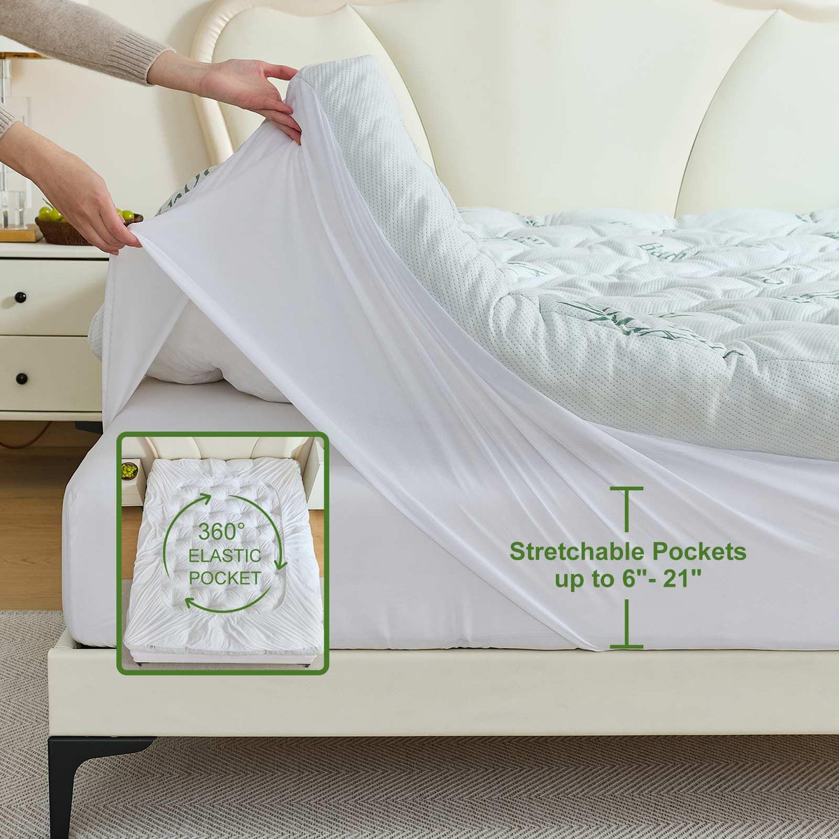 Whatsbedding Memory Foam Mattress Topper King Size, 5 Inches Slow Rebound Memory Foam Topper with Cooling Viscose Made from Bamboo Cover, Deep Pocket Designed Mattress Topper