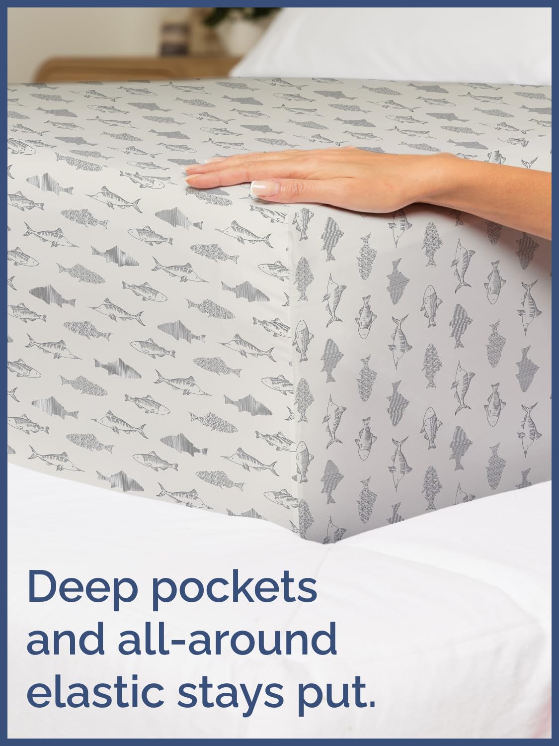 Kids Full Size Bed Sheet Set - 4 Piece Kids Loft Bed Sheets - Fish Sea Animal Themed Bedding - Soft, Cute - Breathable and Machine Washable - Ocean Animal Bed Set for Boys, Girls, Teens and Toddlers