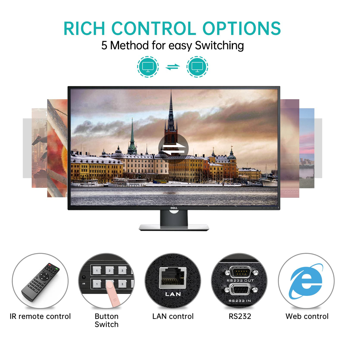 MT-VIKI 4K HDMI Matrix Switch 8X8 w/Web GUI & Audio Extraction w/Remote, 4K@30Hz, Rack Mount Switcher & Splitter, EDID, RS232, LAN Port, APP, Fit 1U 19'' Rack for Conference Room, Church, Bar
