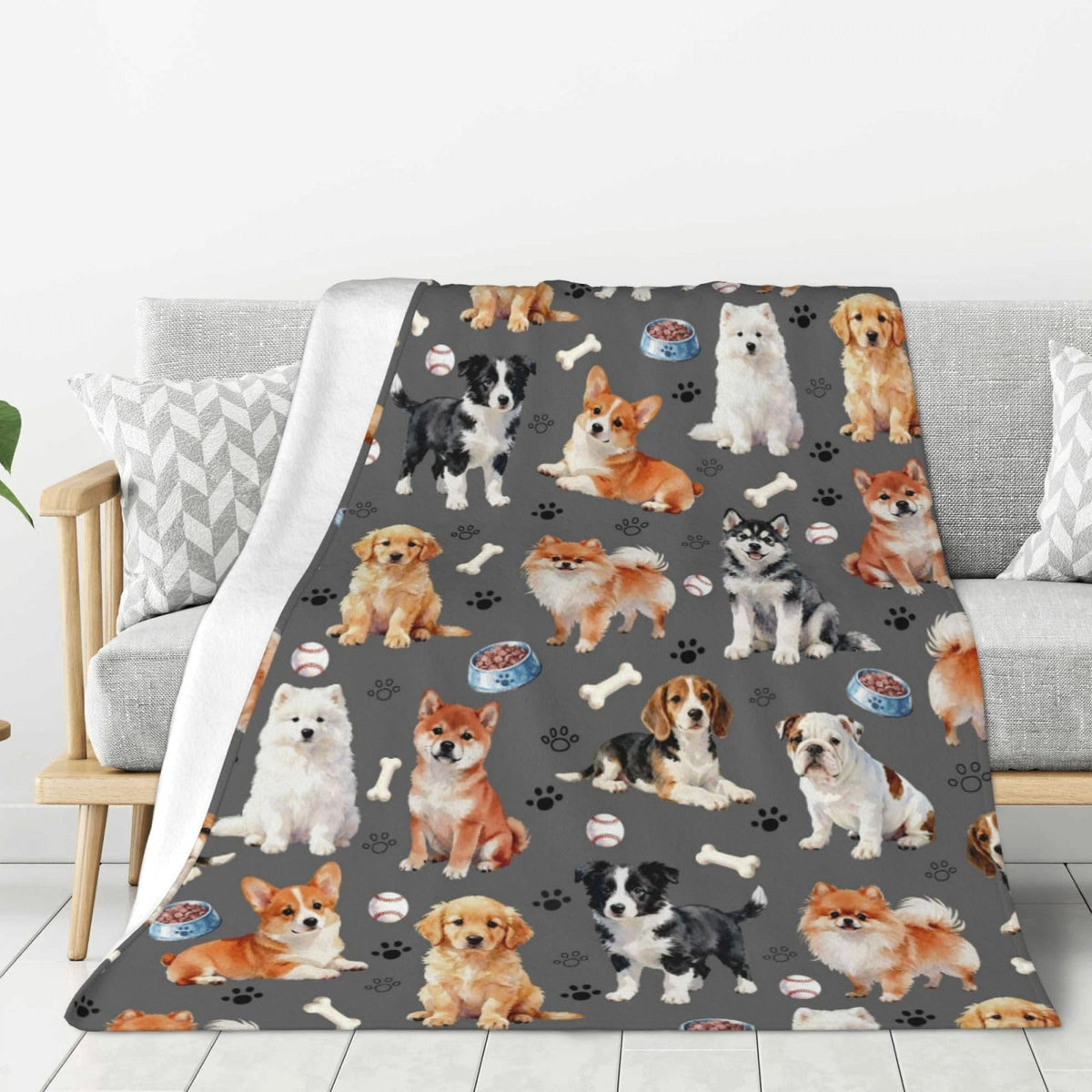 Cute Puppy Dog Blanket 50"x40" Dogs Blankets Soft Cozy Throws Warm Lightweight Plush Fleece Throw Blanket for Kids Men Women Gift Bed Couch Sofa