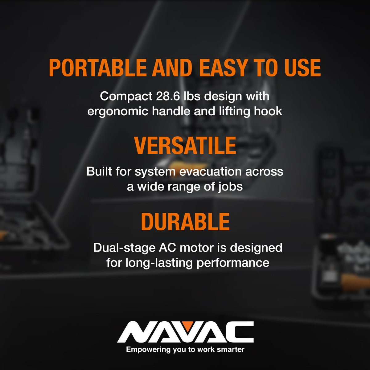 NAVAC Smart Vacuum Pump - 8 CFM Dual-Stage AC Motor, 15 Micron, Real-Time Readings with Digital Display & Compatible NMV1S Bluetooth Gauge, Compact HVAC Pump, Vacuum Gauge Not Included, 28.6 lbs
