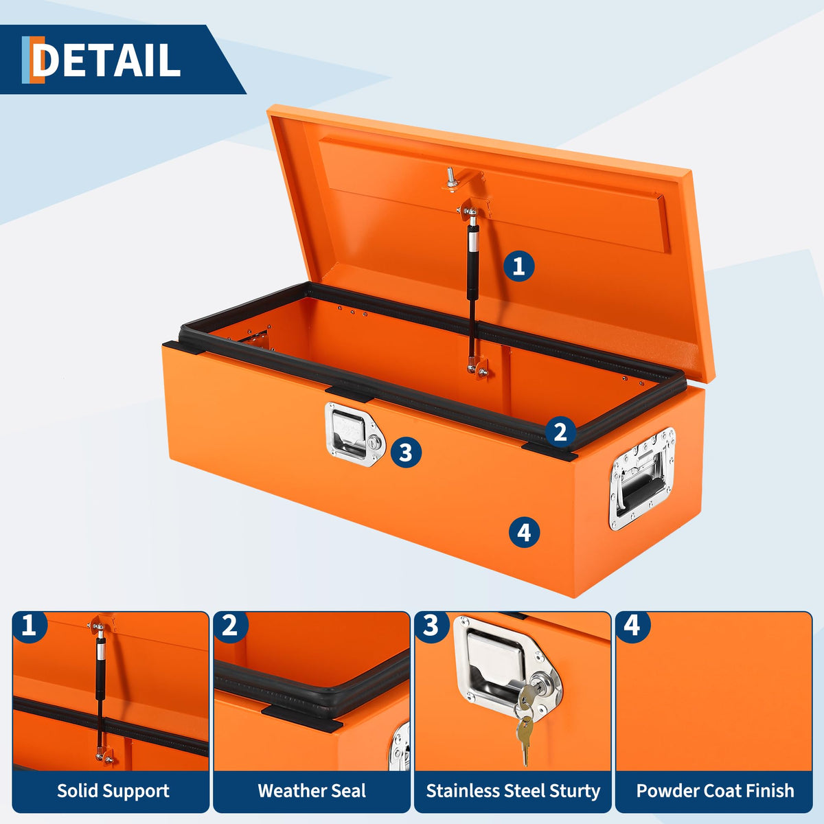 ExploreHorizon 30 Inch Heavy Duty Steel Truck Bed Tool Box Truck Car Outdoor Trailer Pickup Toolbox, RV Storage Organizer w/Lock & Keys
