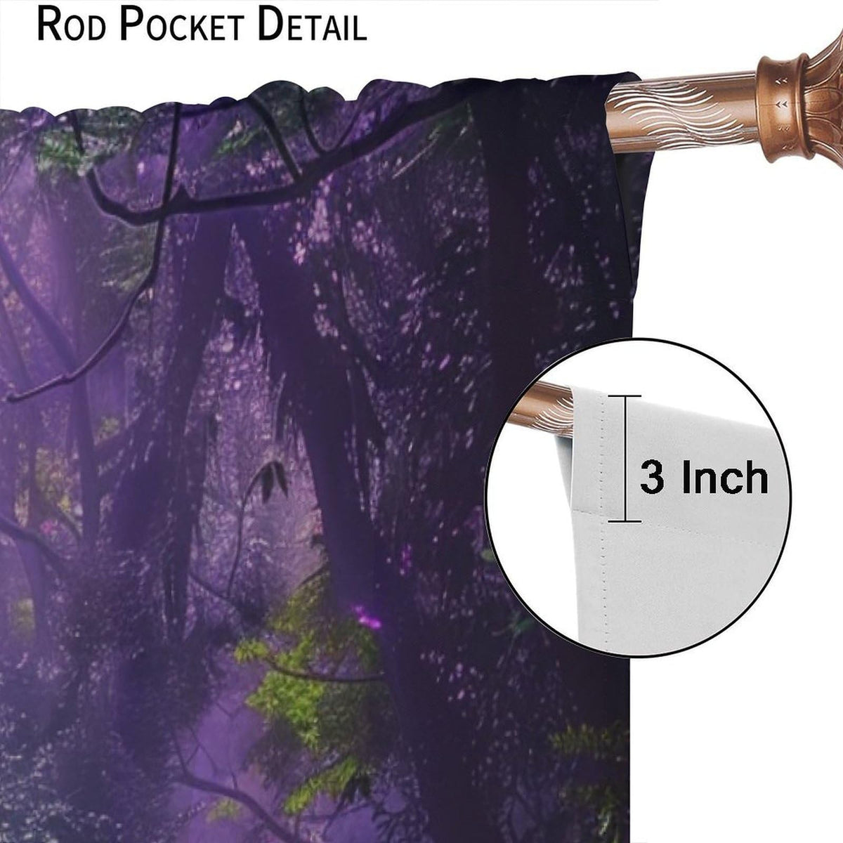 HZOHNAGO Enchanted Forest Curtains Fantasy Nature Purple Forests Waterfall Blackout Print Rod Pocket Window Drapes for Bedroom Living Room 42x45in