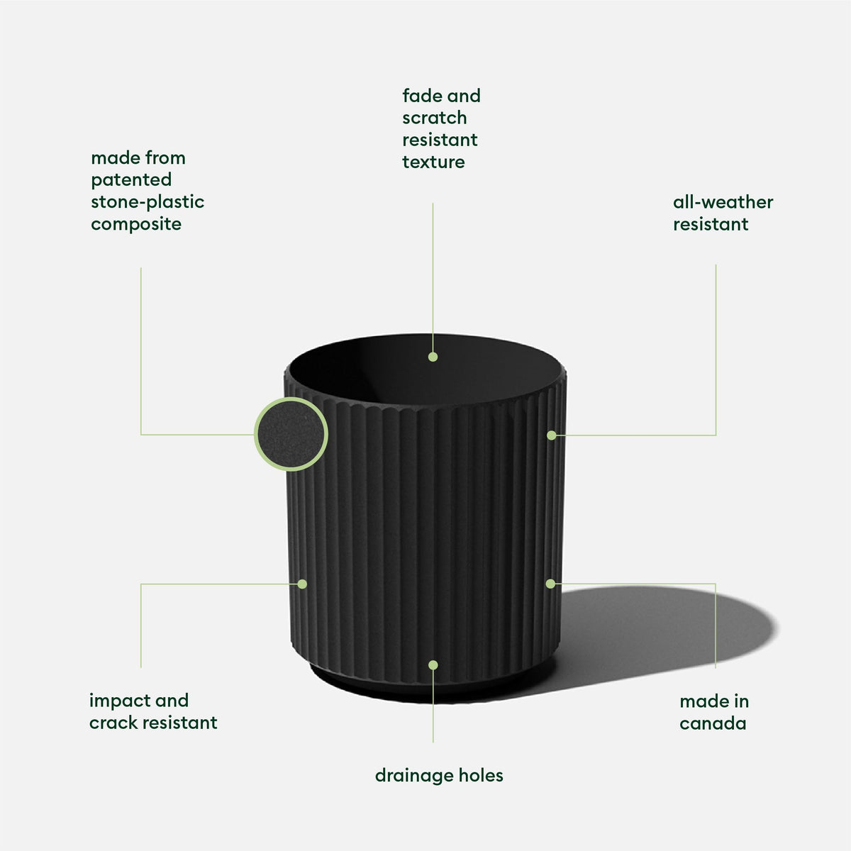 Veradek Demi Series Round Planter for Porch, Patio, Backyard | Durable Plastic-Concrete Material | Modern Décor for Tall Plants, Flowers